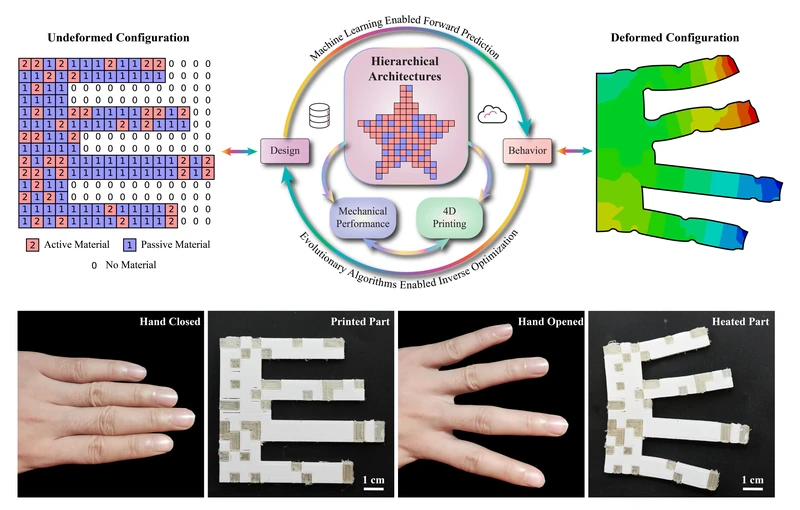Prediction and inverse-design framework for shape-changing digital materials